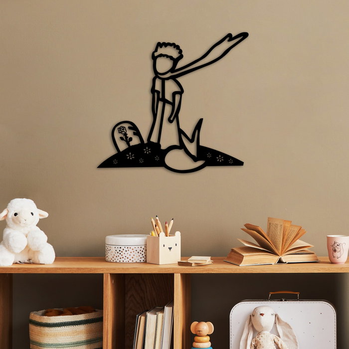 Wallity The Little Prince 3 Escultura de Pared de Metal Negra